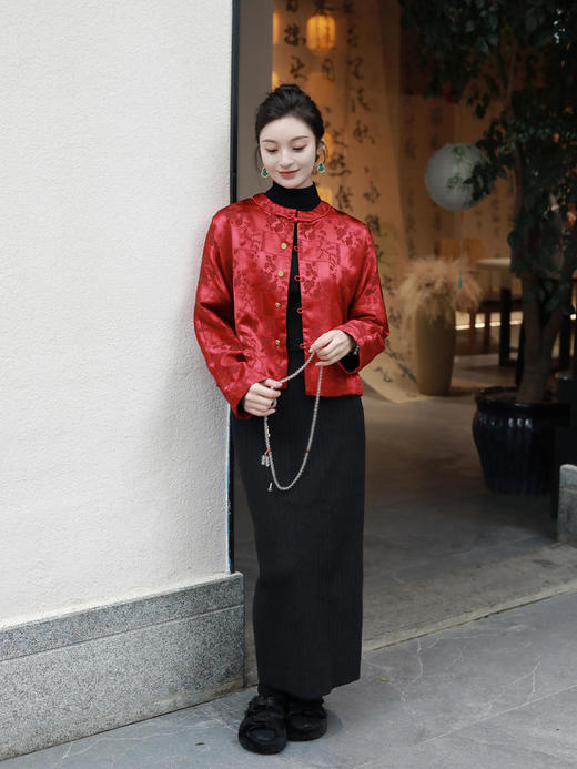 盛唐牡丹|冠乐绉圆领夹棉女外套 商品图4