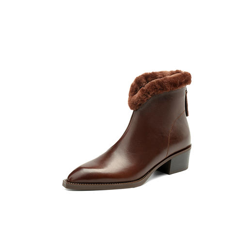 冬季新款，尖头真皮粗跟短靴YT-939-16 商品图14