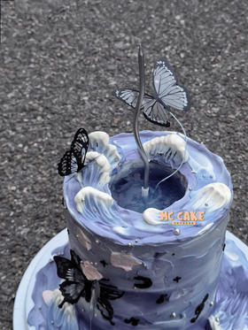 治愈系|油画风海浪蝴蝶蛋糕