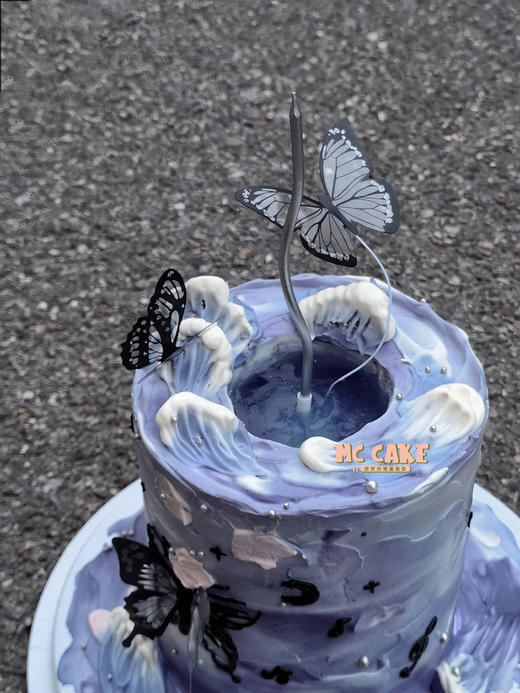 治愈系|油画风海浪蝴蝶蛋糕 商品图0