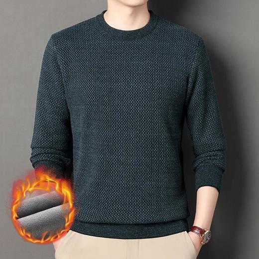 雪貂绒加绒加厚长袖针织衫男士秋冬季新款简约百搭保暖打底衫毛衣 商品图1