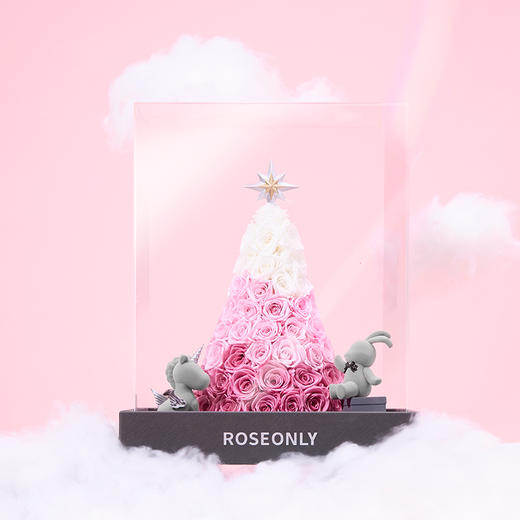 【新年爱礼】高端定制 永生玫瑰 新年特别款  永生玫瑰心愿树 满天星款 渐变粉款 送女友 送家人 商品图1