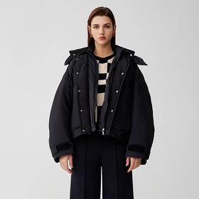 【假两件加厚鹅绒服】23年秋冬新品女士90白鹅绒加厚连帽保暖羽绒外套