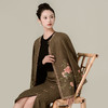 荷言HEYEN明堂咖啡色棕色格纹毛呢刺绣苏绣上衣外套旗袍新中式高级定制 商品缩略图0