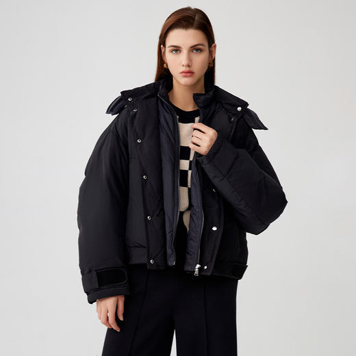 【假两件加厚鹅绒服】23年秋冬新品女士90白鹅绒加厚连帽保暖羽绒外套 商品图1