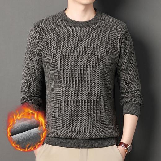 雪貂绒加绒加厚长袖针织衫男士秋冬季新款简约百搭保暖打底衫毛衣 商品图2