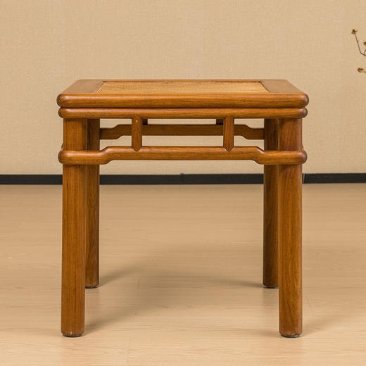 二十世纪 黄花梨圆包圆罗锅枨矮栳方凳 商品图0