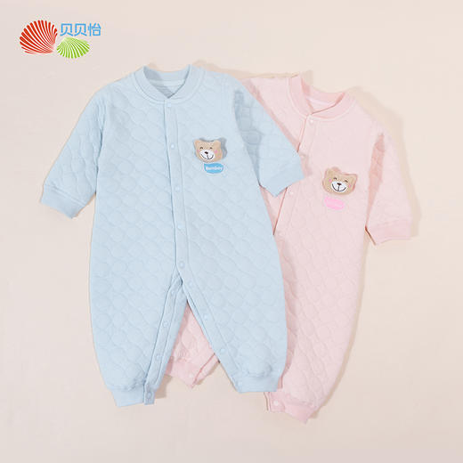 贝贝怡童装初生宝宝连体衣夹棉秋冬季和尚服家居爬服婴幼儿保暖衣ZB4CL017 商品图3