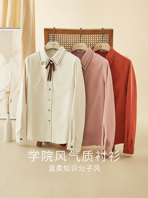 【年终特卖】熙世界通勤气质衬衫女2025年秋季新款优雅长袖翻领上衣设计感小众 商品图3