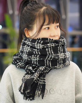 新款韩版仿羊绒流苏格子小香风围巾加厚保暖围脖男女情侣款PS20834