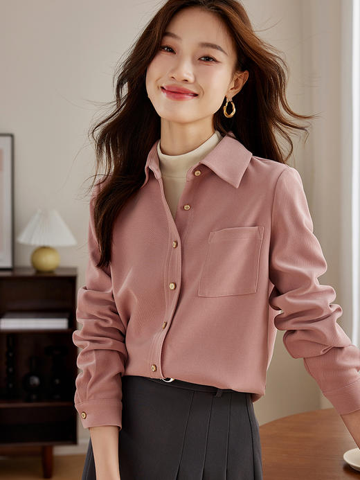 【年货节】熙世界法式磨毛衬衫女秋冬2025新款加厚时尚洋气休闲宽松衬衣外套 商品图6