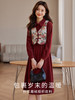 【年终特卖】熙世界2025秋冬女装新中式盘扣国风刺绣马甲红色连衣裙两件套装 商品缩略图3