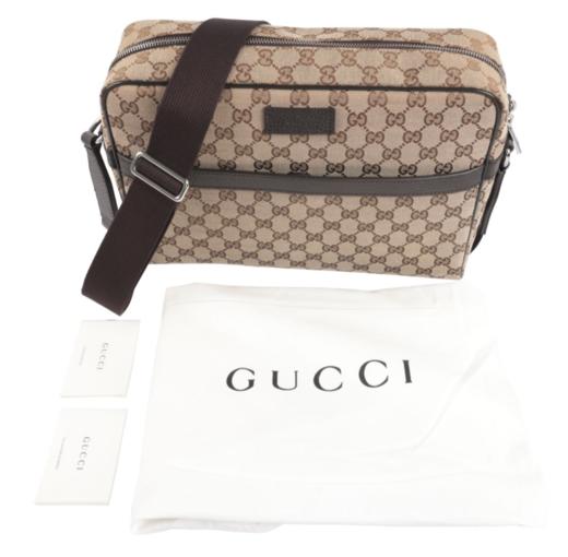 【新品到仓特惠秒】Gucci 古驰 男士经典褐色拉链开合老花相机包/单肩包 11739 商品图7