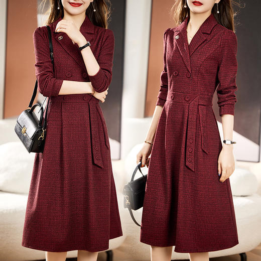 单件修身通勤简约西装领长袖中长款西装裙HR-WA23029 商品图2