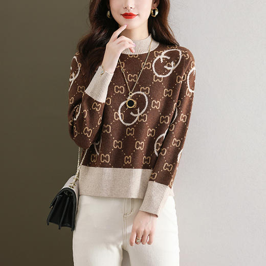 高腰短款毛衣，女秋冬内搭打底衫新款半高领针织衫小个子上衣CC-101-59831 商品图1