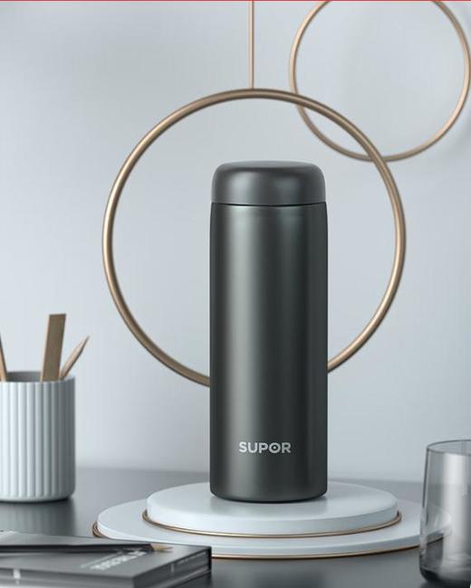 苏泊尔暖意系列KC38FP10保温杯380ml.典雅黑/玫瑰金 商品图3