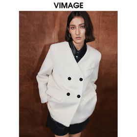 VIMAGE纬漫纪冬季新款毛呢大衣气质保暖羊毛外套V2014616