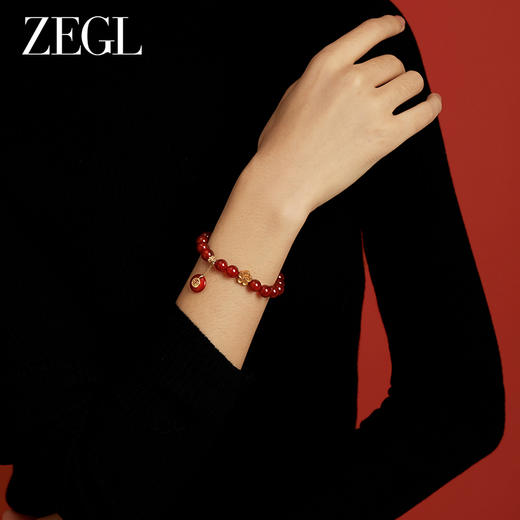 ZEGL设计师本命年红色手链女生红玛瑙手串女款朱砂新年礼物手饰品 商品图3