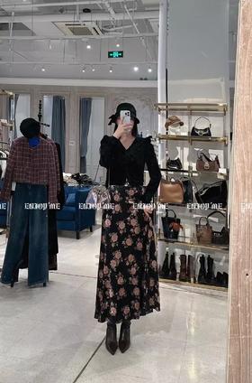 秋季浪漫主义-印花丝绒半裙 154655798