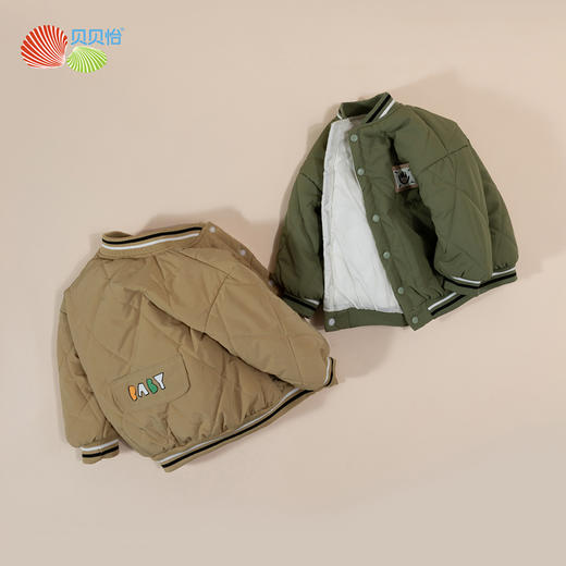 贝贝怡新款男童夹棉加厚保暖外套童装小男孩秋百搭夹克开衫ZB4CS001 商品图2