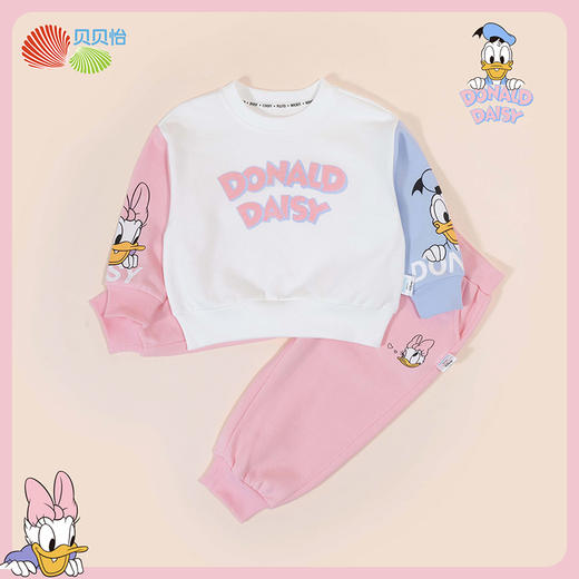 贝贝怡迪士尼联名女童卫衣套装秋冬新款加绒保暖中大童冬装两件套ZB3CT005 商品图2