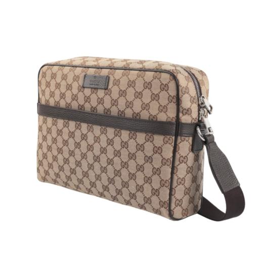 【新品到仓特惠秒】Gucci 古驰 男士经典褐色拉链开合老花相机包/单肩包 11739 商品图2