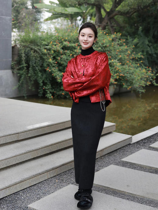 盛唐牡丹|冠乐绉圆领夹棉女外套 商品图6