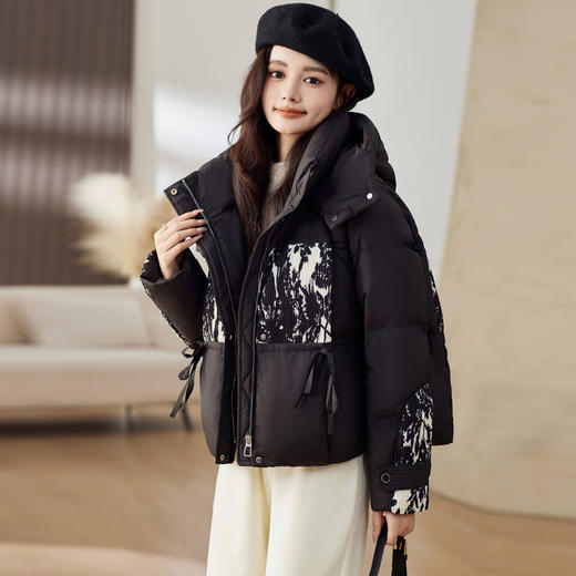 新款冬装，拼接休闲连帽小个子面包服90白鸭绒羽绒服HR-CPYYD068 商品图5