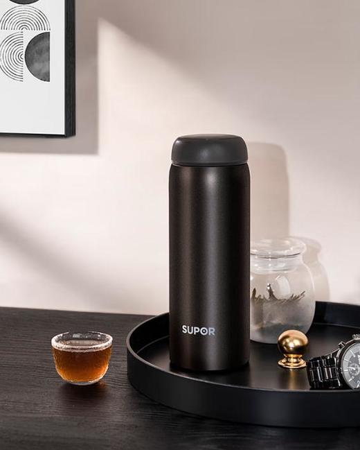 苏泊尔暖意系列KC38FP10保温杯380ml.典雅黑/玫瑰金 商品图4