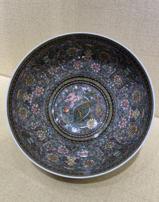 釉中彩内外画开光花鸟罗汉碗 商品图0