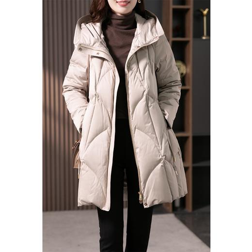 高级感90白鹅绒羽绒服女中长款2023冬季新款宽松加厚连帽外套 商品图1