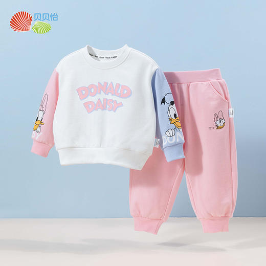 贝贝怡迪士尼联名女童卫衣套装秋冬新款加绒保暖中大童冬装两件套ZB3CT005 商品图4