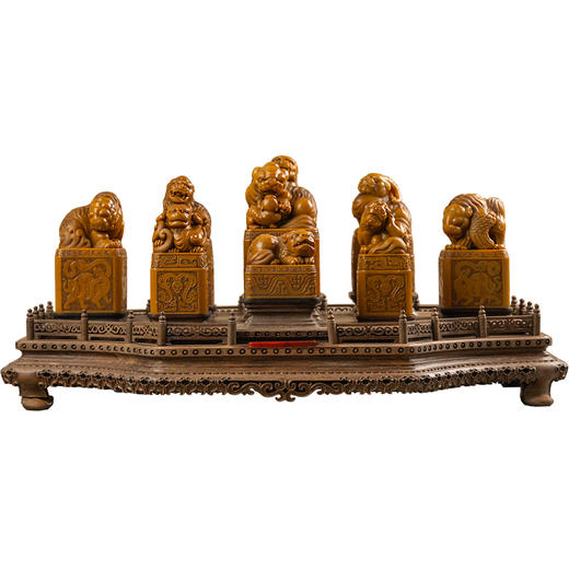 清 寿山石雕瑞兽钮鸳锦云章一组 商品图5