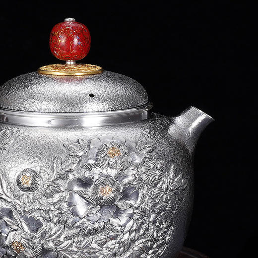 子佩集S990银【国色天香】牡丹提梁壶小茶壶公道杯摆件茶具套装【MH003】【MH005】【MH006】2311 商品图8