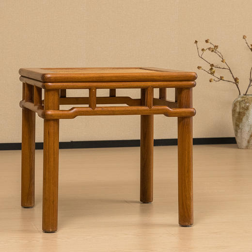 二十世纪 黄花梨圆包圆罗锅枨矮栳方凳 商品图4