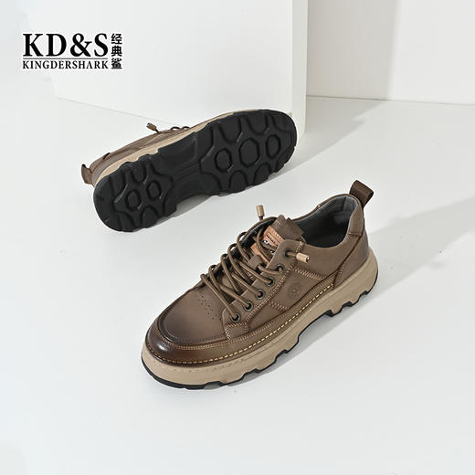2023经典鲨冬季男鞋新款时尚真皮发泡底休闲板鞋KW265-334031 商品图0