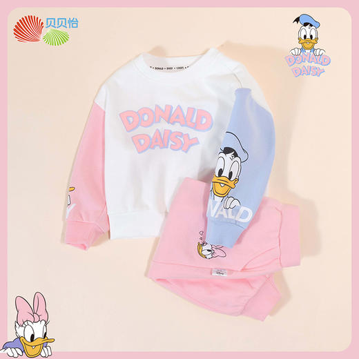 贝贝怡迪士尼联名女童卫衣套装秋冬新款加绒保暖中大童冬装两件套ZB3CT005 商品图3