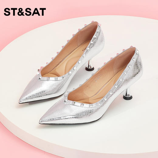 星期六V口铆钉尖头细高跟SS33111941 商品图0