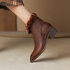 冬季新款，尖头真皮粗跟短靴YT-939-16 商品缩略图4