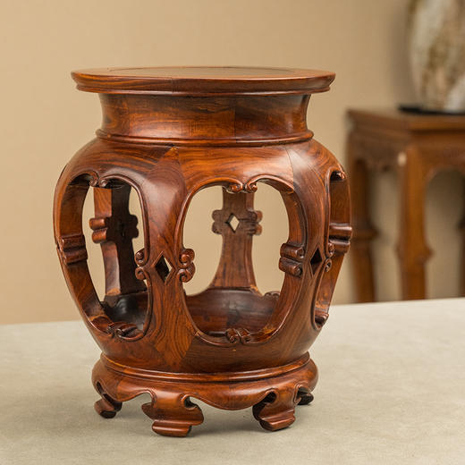 二十世纪 黄花梨四合如意六足花几摆件 商品图4