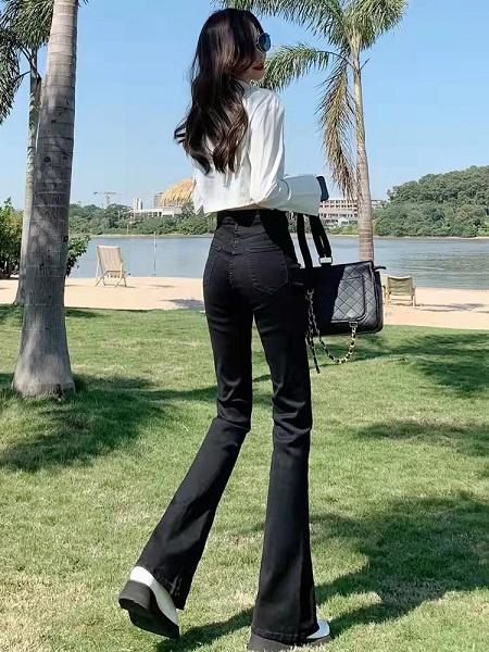 【YW】无忧购冬季上身JU显瘦显腿长时尚穿搭狂热份子加绒加厚爆款喇叭裤D0030（截单后3-5天发货) 商品图5