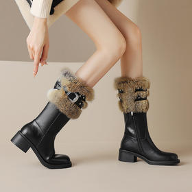 加厚保暖款，毛毛中筒女靴时装靴AMN-T10-157