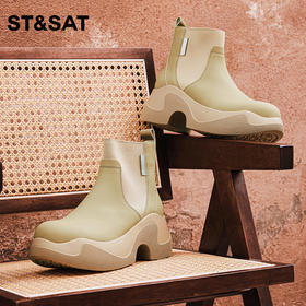 星期六黑色百搭短显瘦松糕底时装靴SS34116139