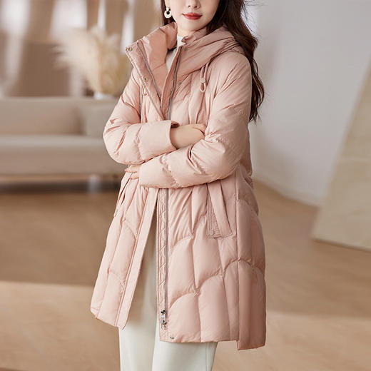 LS52391601 鹅绒服女羽绒服中长款气质洋气高端宽松连帽减龄休闲保暖外套潮 商品图0