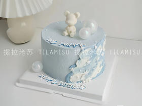 小清新蓝色小熊生日蛋糕