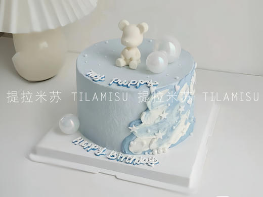 小清新蓝色小熊生日蛋糕 商品图0