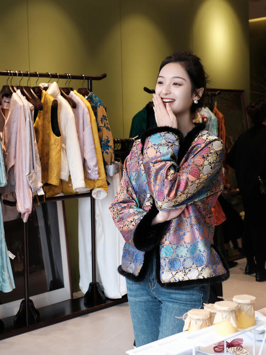 盛唐牡丹|重缎色织宋锦配水貂毛外套 商品图5