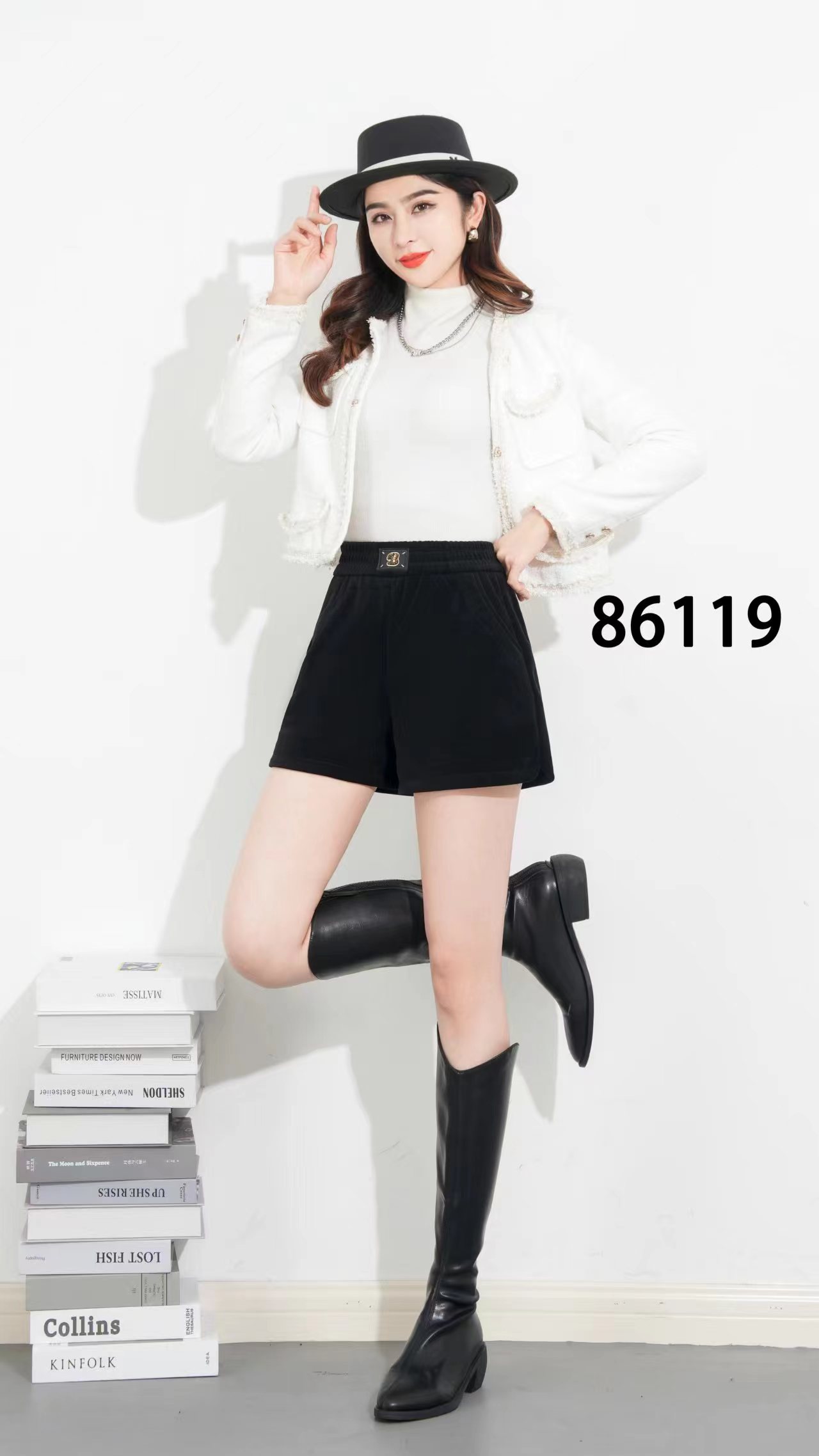 D6104          高腰气质减龄松紧腰百搭阔腿短裤