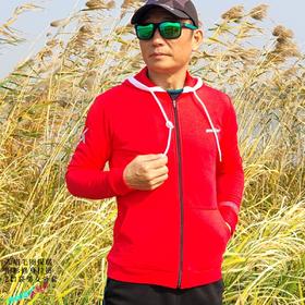 JINNMIX轻力赤焰男女修身毛圈保暖拉链帽衫卫衣运动外套