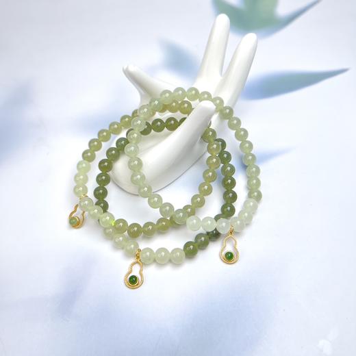 玉美人菲菲/40528-S925和田玉葫芦圆珠约6mm 商品图0